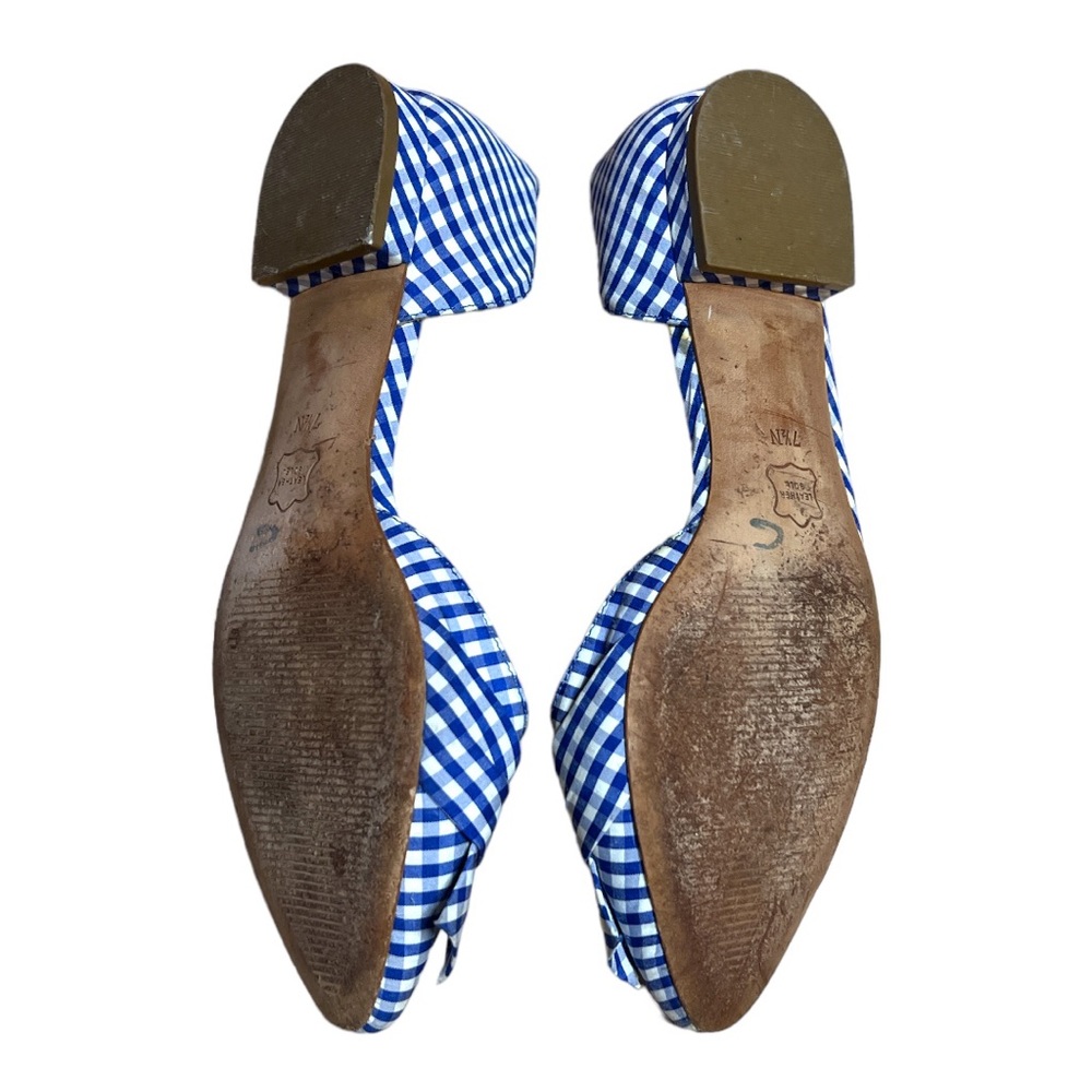 Talbot Edison D'orsay Bow Blue & White Gingham Flats 7.5 N (narrow) - Picture 5 of 6